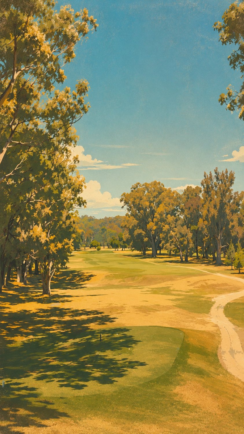 Vintage poster artwork of the green at Corowa golf course